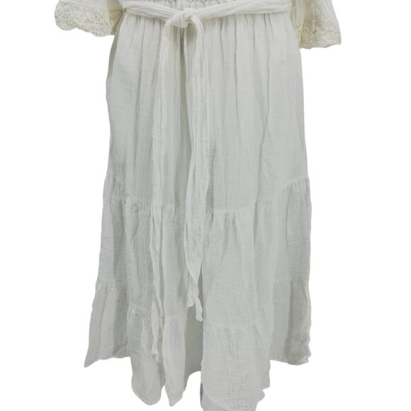 Vtg Alicia Gauzy White Crochet Lace Vintage Dress Size 5/6 Boho Bohemian Cotton - Picture 8 of 15